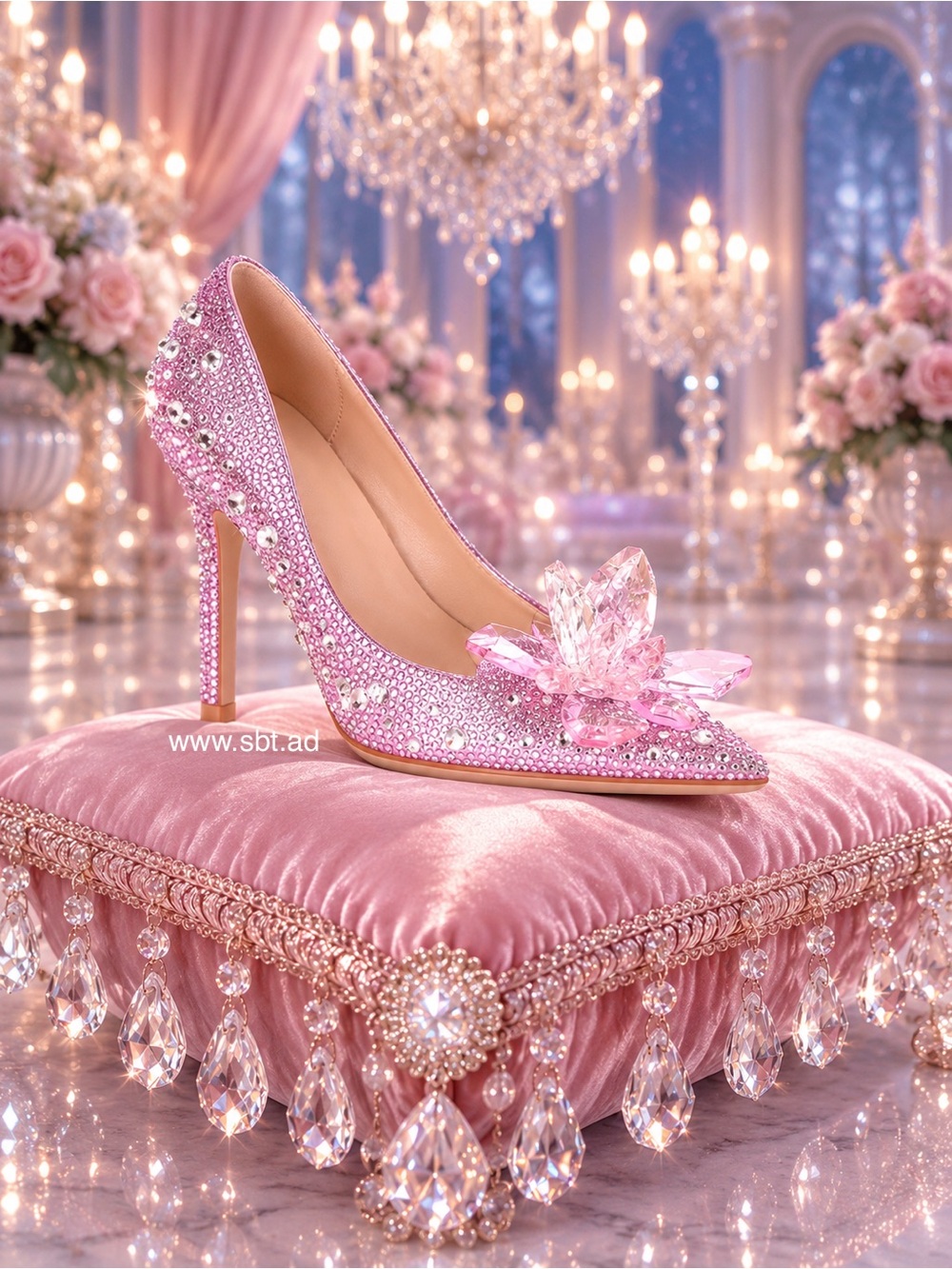 NEW Cinderella Shoes Sparkling Bling Swarovski Crystal Wedding Heels Pumps +Gift - Picture 5 of 12